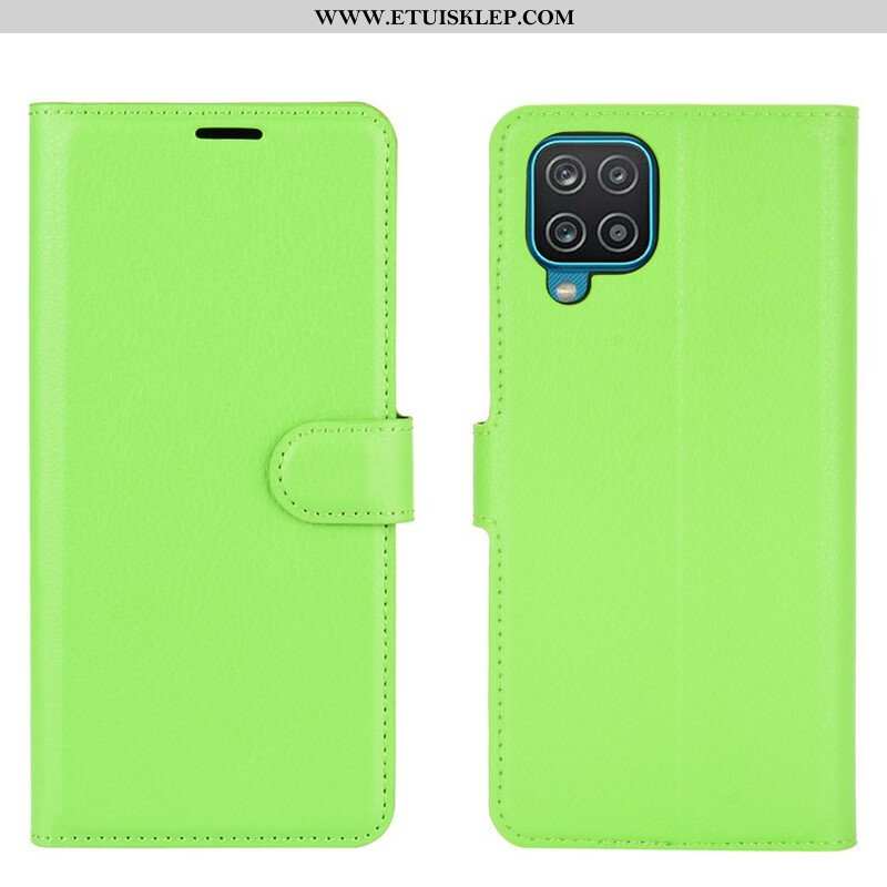 Etui Folio do Samsung Galaxy M12 / A12 Klasyczna Sztuczna Skóra Liczi